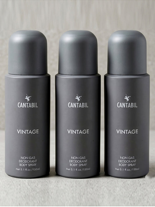 Vintage Unisex Long Lasting No Gas, with Jasmine, Amber and Vanilla Deodorant Spray  -  For Men & Women (450 ml, Pack of 3)