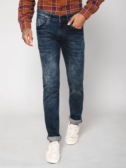 Men's Ultra Narrow fit Medium Fade Carbon Blue  Jeans