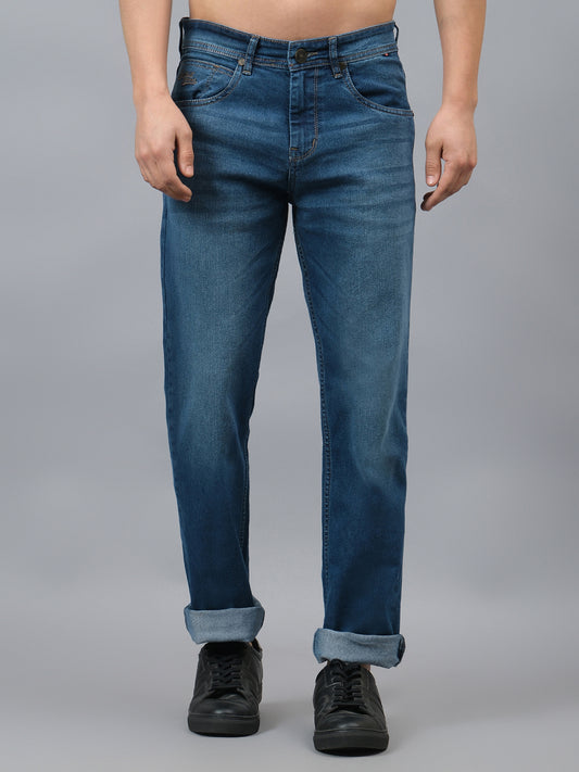 Denim Jeans for Men l Breathable & Soft with Color Fastness Ultra Narrow Fit Cotton Fabric Solid Pattern Button Closure