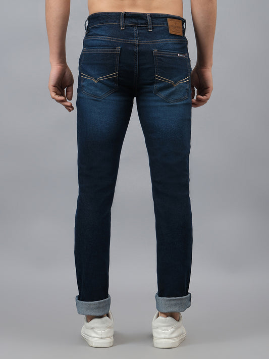 Denim Jeans for Men l Breathable & Soft with Color Fastness Ultra Narrow Fit Cotton Fabric Solid Pattern Button Closure