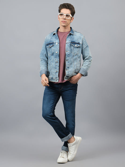 Denim Jeans for Men l Breathable & Soft with Color Fastness Ultra Narrow Fit Cotton Fabric Solid Pattern Button Closure