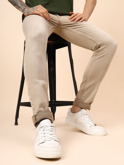 Denim Jeans for Men l Breathable & Soft with Color Fastness Ultra Narrow Fit Cotton Fabric Solid Pattern Button Closure