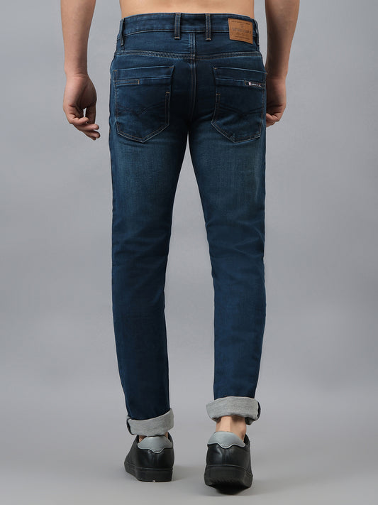 Denim Jeans for Men l Breathable & Soft with Color Fastness Ultra Narrow Fit Cotton Fabric Solid Pattern Button Closure