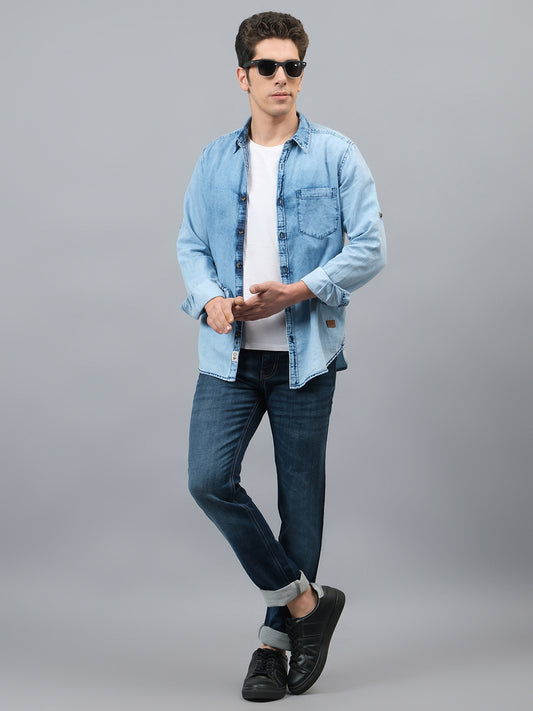 Denim Jeans for Men l Breathable & Soft with Color Fastness Ultra Narrow Fit Cotton Fabric Solid Pattern Button Closure