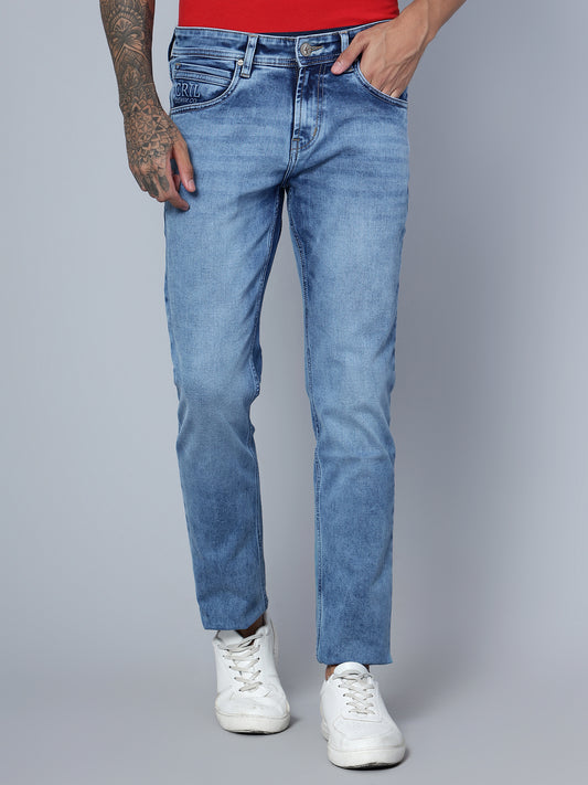 Denim Jeans for Men l Breathable & Soft with Color Fastness Ultra Narrow Fit Cotton Fabric Solid Pattern Button Closure