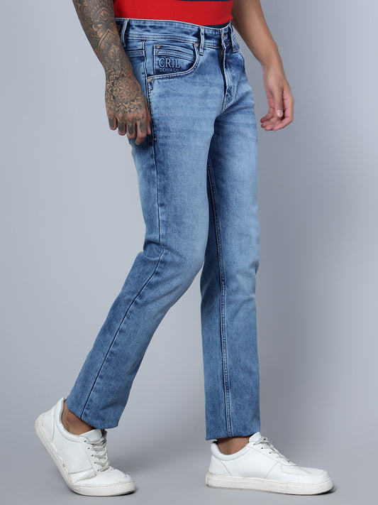 Denim Jeans for Men l Breathable & Soft with Color Fastness Ultra Narrow Fit Cotton Fabric Solid Pattern Button Closure