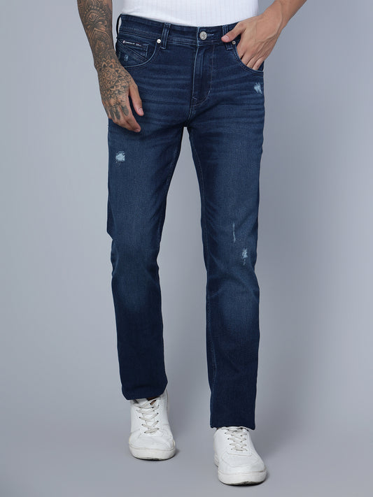 Denim Jeans for Men l Breathable & Soft with Color Fastness Ultra Narrow Fit Cotton Fabric Solid Pattern Button Closure