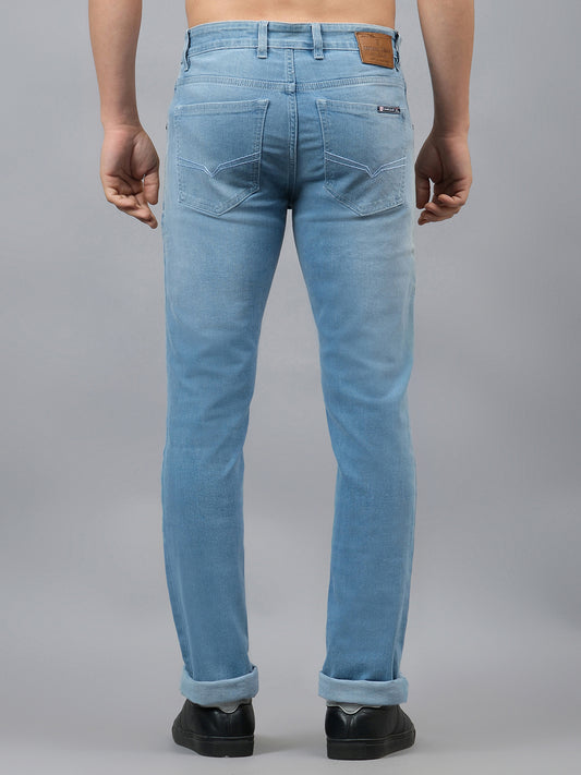 Denim Jeans for Men l Breathable & Soft with Color Fastness Ultra Narrow Fit Cotton Fabric Solid Pattern Button Closure