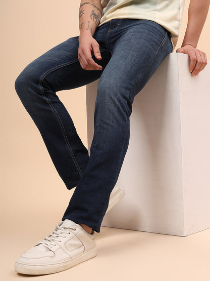Denim Jeans for Men l Breathable & Soft with Color Fastness Ultra Narrow Fit Cotton Fabric Solid Pattern Button Closure
