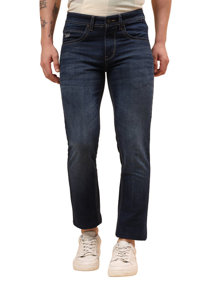 Denim Jeans for Men l Breathable & Soft with Color Fastness Ultra Narrow Fit Cotton Fabric Solid Pattern Button Closure