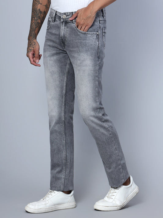 Denim Jeans for Men l Breathable & Soft with Color Fastness Ultra Narrow Fit Cotton Fabric Solid Pattern Button Closure