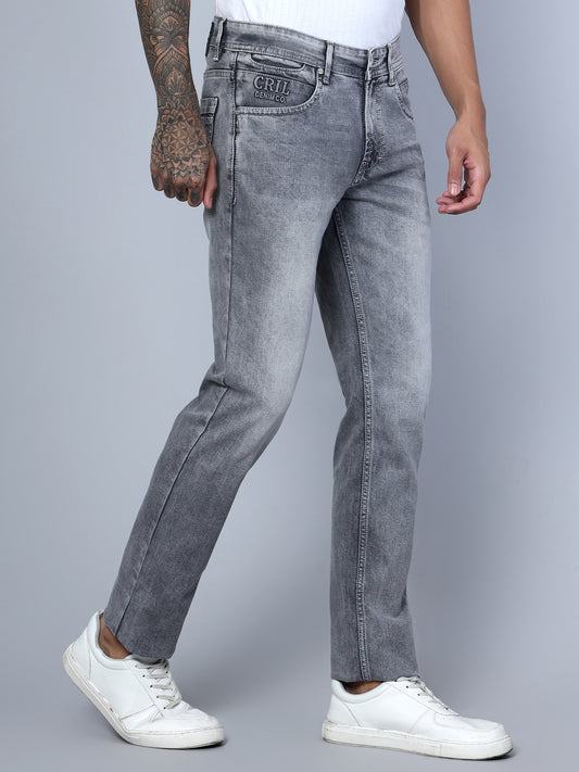 Denim Jeans for Men l Breathable & Soft with Color Fastness Ultra Narrow Fit Cotton Fabric Solid Pattern Button Closure