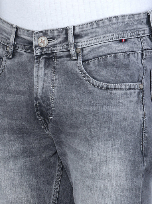 Denim Jeans for Men l Breathable & Soft with Color Fastness Ultra Narrow Fit Cotton Fabric Solid Pattern Button Closure