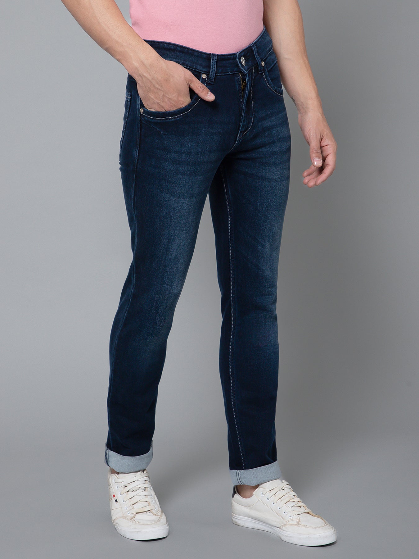 Cantabil Men Dark Mercerised Jeans