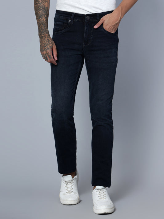 Denim Jeans for Men l Breathable & Soft with Color Fastness Ultra Narrow Fit Cotton Fabric Solid Pattern Button Closure