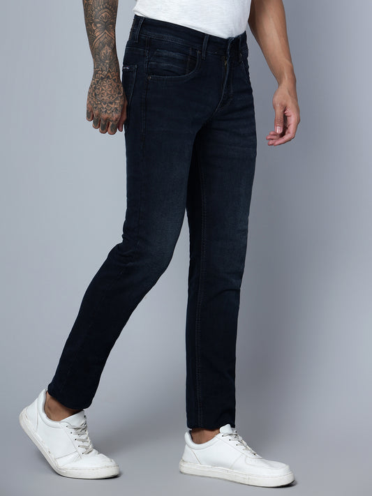 Denim Jeans for Men l Breathable & Soft with Color Fastness Ultra Narrow Fit Cotton Fabric Solid Pattern Button Closure