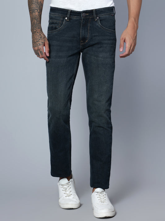 Denim Jeans for Men l Breathable & Soft with Color Fastness Ultra Narrow Fit Cotton Fabric Solid Pattern Button Closure