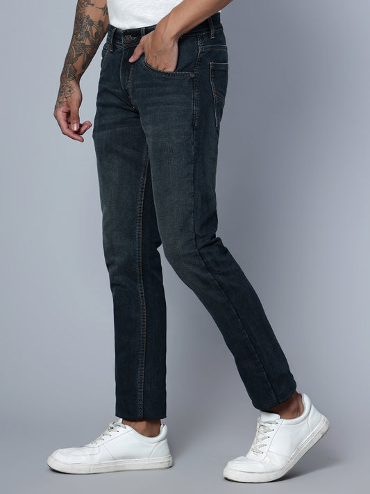 Denim Jeans for Men l Breathable & Soft with Color Fastness Ultra Narrow Fit Cotton Fabric Solid Pattern Button Closure