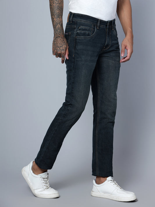Denim Jeans for Men l Breathable & Soft with Color Fastness Ultra Narrow Fit Cotton Fabric Solid Pattern Button Closure
