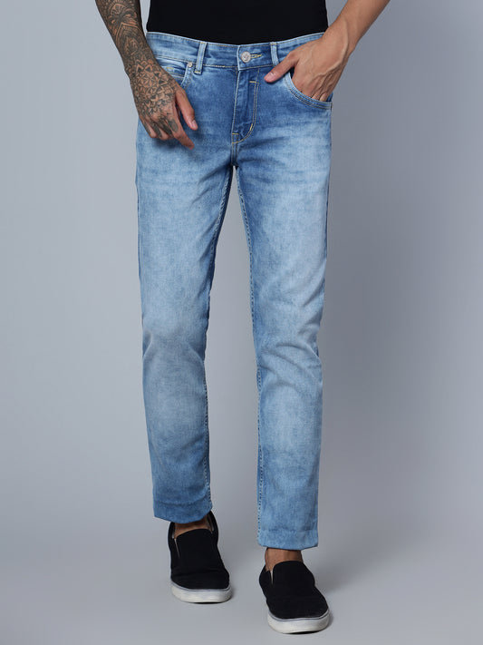 Denim Jeans for Men l Breathable & Soft with Color Fastness Ultra Narrow Fit Cotton Fabric Solid Pattern Button Closure