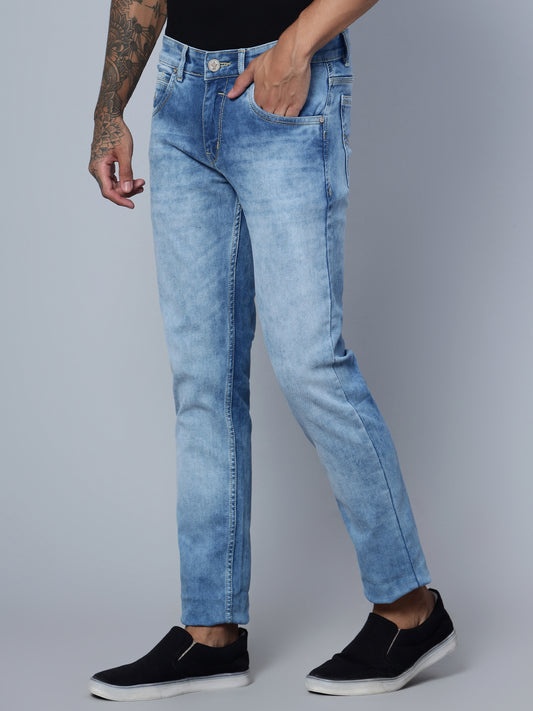 Denim Jeans for Men l Breathable & Soft with Color Fastness Ultra Narrow Fit Cotton Fabric Solid Pattern Button Closure