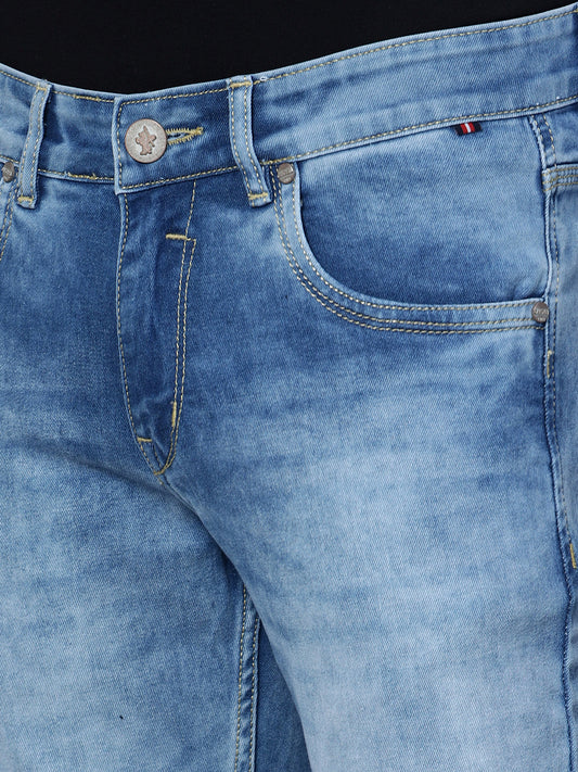 Denim Jeans for Men l Breathable & Soft with Color Fastness Ultra Narrow Fit Cotton Fabric Solid Pattern Button Closure