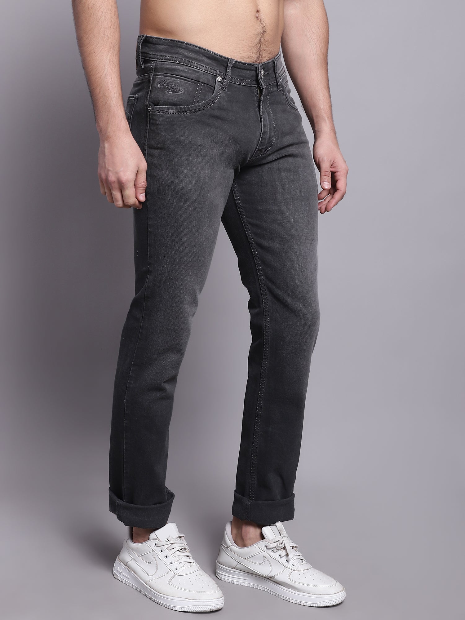 Cantabil Men Dark Grey Stretchable Jeans (7137621377163)