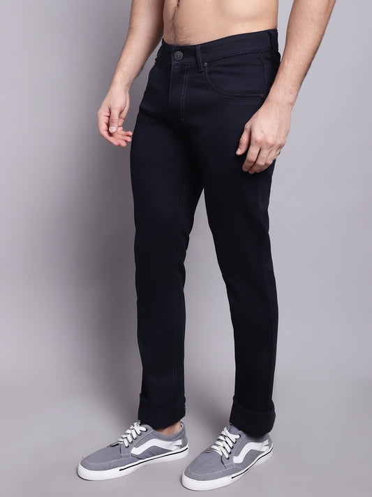Cantabil Men Navy Blue Stretchable Jeans (7137619476619)