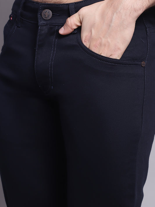 Cantabil Men Navy Blue Stretchable Jeans (7137619476619)