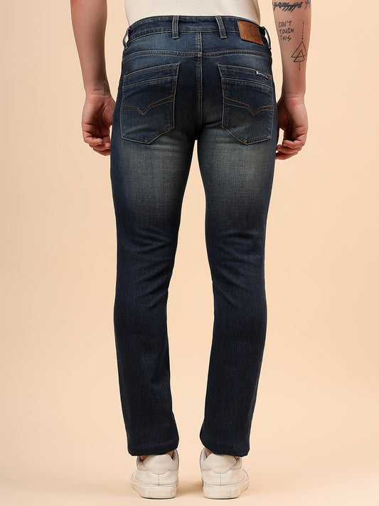 Denim Jeans for Men l Breathable & Soft with Color Fastness Ultra Narrow Fit Cotton Fabric Solid Pattern Button Closure