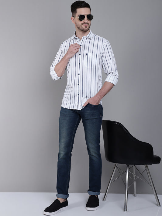 Cantabil Blue Solid Cotton Denim Flat Front Mid Rise Full Length Regular Fit Casual Jeans For Men (7162852180107)