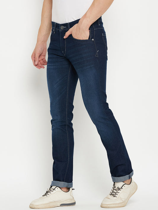 Denim Jeans for Men l Breathable & Soft with Color Fastness Ultra Narrow Fit Cotton Fabric Solid Pattern Button Closure