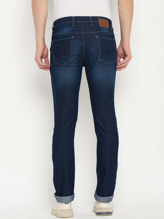 Denim Jeans for Men l Breathable & Soft with Color Fastness Ultra Narrow Fit Cotton Fabric Solid Pattern Button Closure