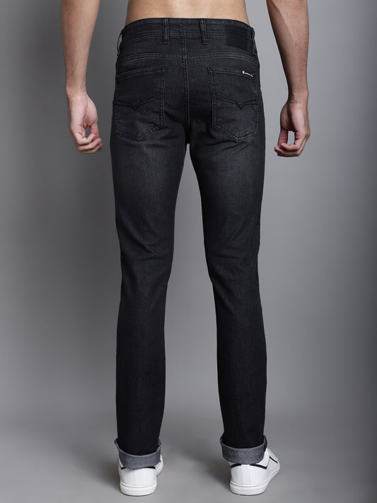 Cantabil Black Solid Cotton Polyester Denim Flat Front Mid Rise Full Length Regular Fit Casual Jeans For Men (7165622222987)