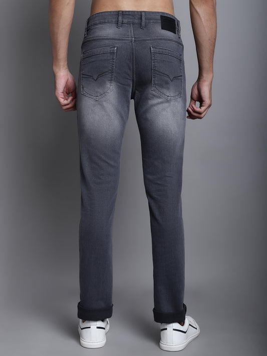 Cantabil Grey Solid Cotton Polyester Denim Flat Front Mid Rise Full Length Regular Fit Casual Jeans For Men (7165638443147)