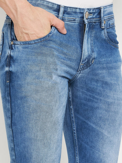 Men's Ultra Narrow fit Heavy Fade Indigo Blue  Jeans