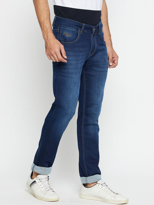 Denim Jeans for Men l Breathable & Soft with Color Fastness Ultra Narrow Fit Cotton Fabric Solid Pattern Button Closure