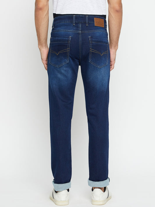Denim Jeans for Men l Breathable & Soft with Color Fastness Ultra Narrow Fit Cotton Fabric Solid Pattern Button Closure