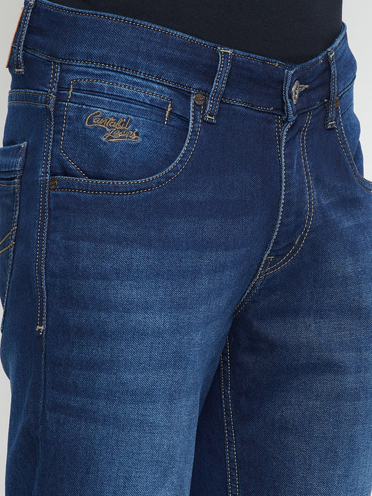 Denim Jeans for Men l Breathable & Soft with Color Fastness Ultra Narrow Fit Cotton Fabric Solid Pattern Button Closure