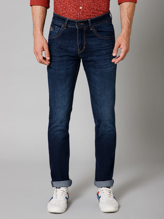 Denim Jeans for Men l Breathable & Soft with Color Fastness Ultra Narrow Fit Cotton Fabric Solid Pattern Button Closure