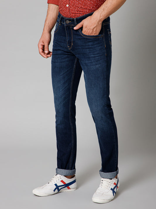 Denim Jeans for Men l Breathable & Soft with Color Fastness Ultra Narrow Fit Cotton Fabric Solid Pattern Button Closure