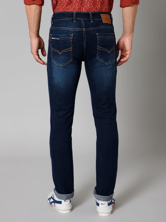 Denim Jeans for Men l Breathable & Soft with Color Fastness Ultra Narrow Fit Cotton Fabric Solid Pattern Button Closure