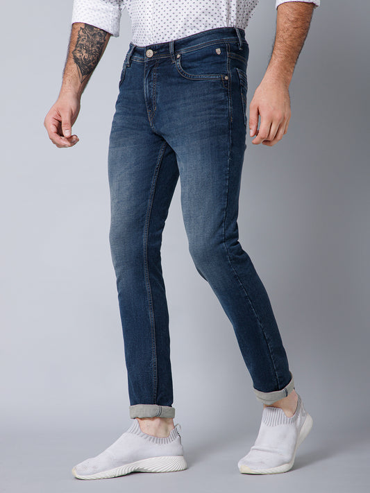 Denim Jeans for Men l Breathable & Soft with Color Fastness Ultra Narrow Fit Cotton Fabric Solid Pattern Button Closure