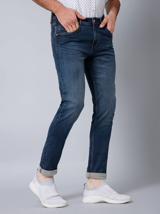 Denim Jeans for Men l Breathable & Soft with Color Fastness Ultra Narrow Fit Cotton Fabric Solid Pattern Button Closure