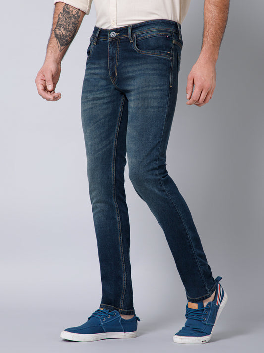 Denim Jeans for Men l Breathable & Soft with Color Fastness Ultra Narrow Fit Cotton Fabric Solid Pattern Button Closure