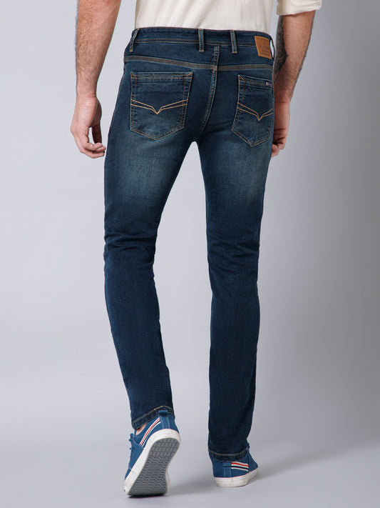 Denim Jeans for Men l Breathable & Soft with Color Fastness Ultra Narrow Fit Cotton Fabric Solid Pattern Button Closure