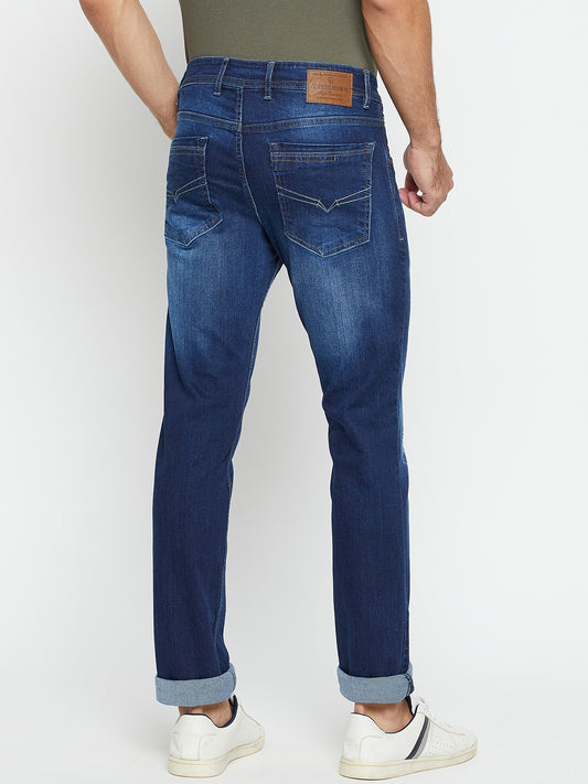 Denim Jeans for Men l Breathable & Soft with Color Fastness Ultra Narrow Fit Cotton Fabric Solid Pattern Button Closure