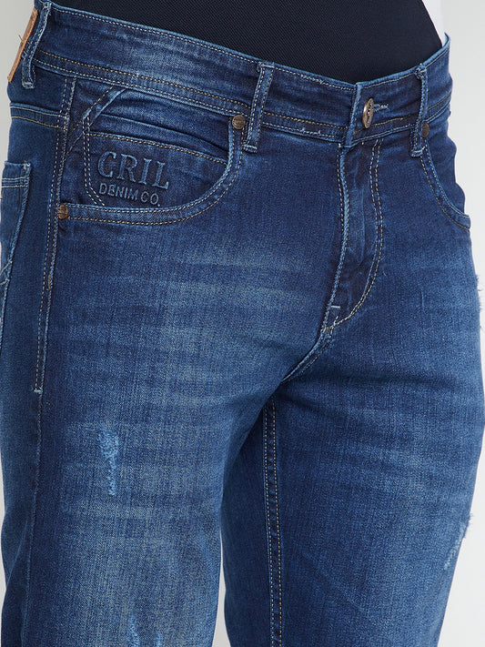 Denim Jeans for Men l Breathable & Soft with Color Fastness Ultra Narrow Fit Cotton Fabric Solid Pattern Button Closure