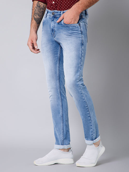 Denim Jeans for Men l Breathable & Soft with Color Fastness Ultra Narrow Fit Cotton Fabric Solid Pattern Button Closure