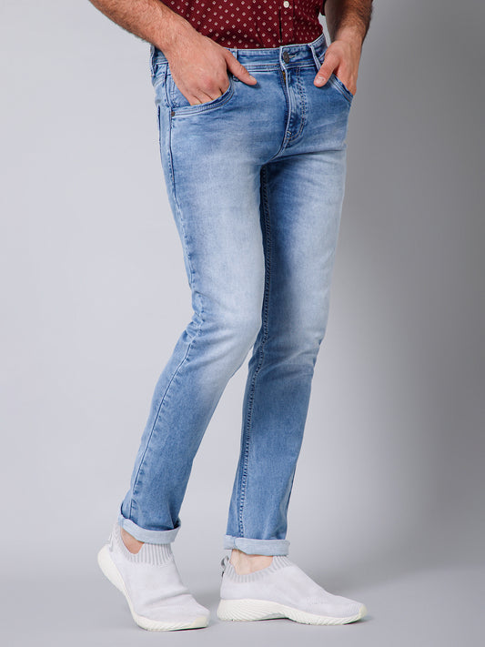 Denim Jeans for Men l Breathable & Soft with Color Fastness Ultra Narrow Fit Cotton Fabric Solid Pattern Button Closure